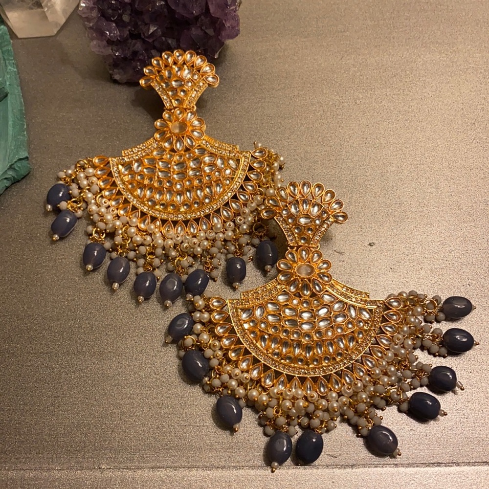 Kundan Studded Beaded Classic Drop Earrings